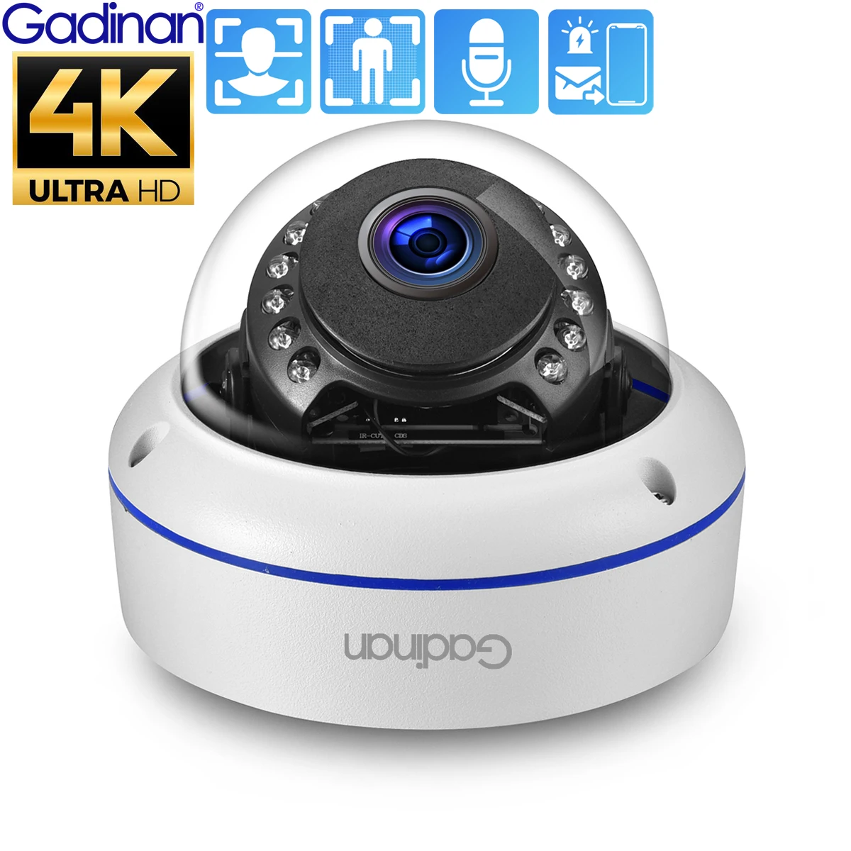 Gadinan 야외 감시 시스템용 울트라 HD POE 카메라, 얼굴 감지 돔, 8MP, 5MP 오디오, IP 카메라, IR 야간 투시경, H.265AI, 4K title=Gadinan 야외 감시 시스템용 울트라 HD POE 카메라, 얼굴 감지 돔, 8MP, 5MP 오디오, IP 카메라, IR 야간 투시경, H.265AI, 4K