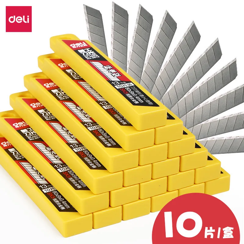 델리 2012 10 개/갑 9MM 유틸리티 나이프 블레이드 저탄소 합금강 종이 사무용품 아트지 절단 DropShipping title=델리 2012 10 개/갑 9MM 유틸리티 나이프 블레이드 저탄소 합금강 종이 사무용품 아트지 절단 DropShipping 