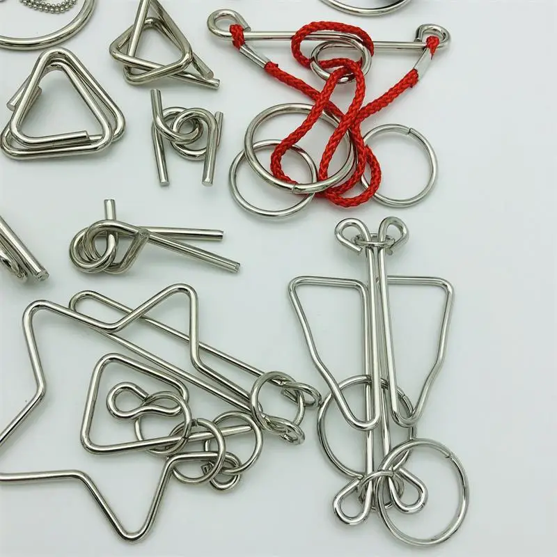 새로운 30/41/46PCS 금속 퍼즐 마인드 브레인 티저 마술 와이어 링 퍼즐 게임 완구