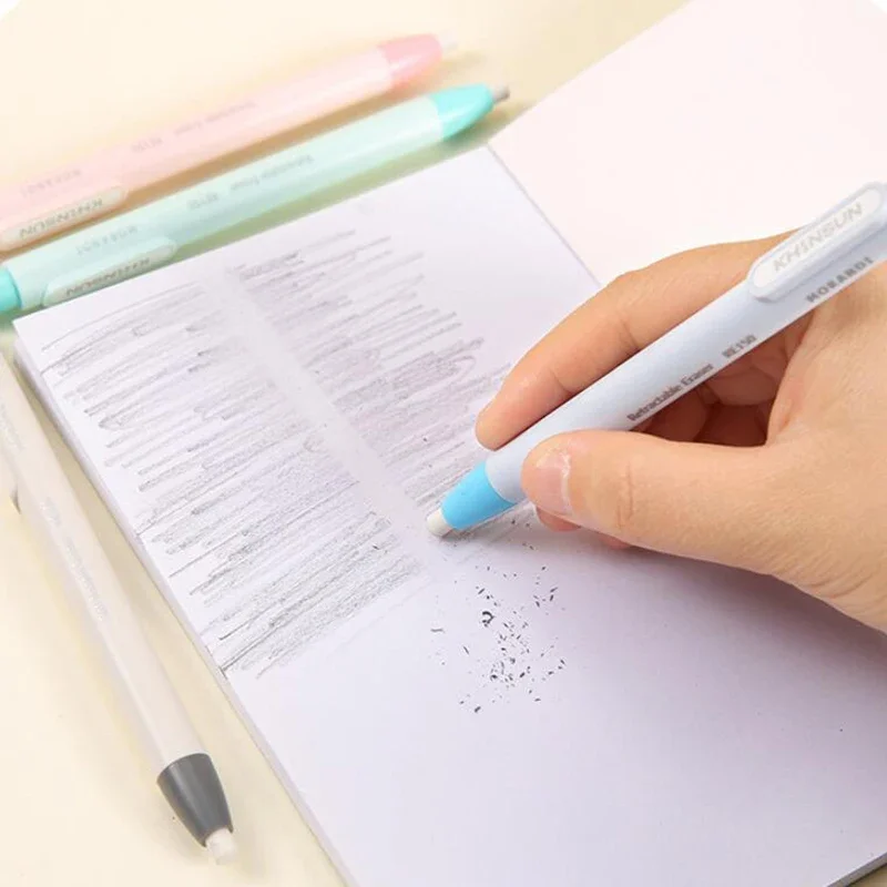 자동 프레스 연필 지우개, 개폐식 고무 지우개, 학교 카와이 교정 도구, 한국 문구, 사무용품