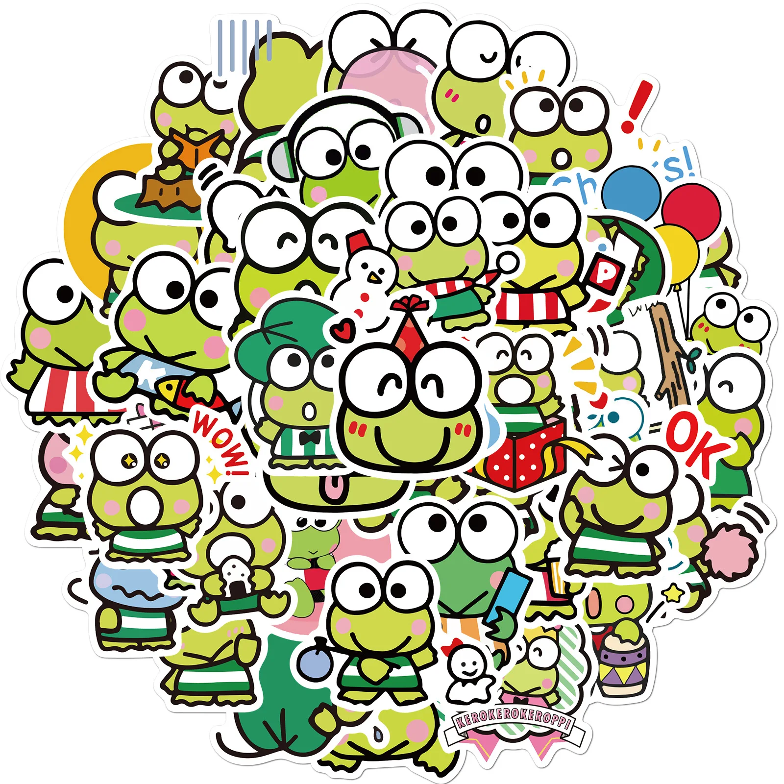 Kawaii Keroppi 스티커 만화 어린이 장난감 PVC 그래피티 데칼, 휴대폰 여행 가방, 문구 냉장고 노트북 스티커 선물, 10 개, 30 개, 50 개 title=Kawaii Keroppi 스티커 만화 어린이 장난감 PVC 그래피티 데칼, 휴대폰 여행 가방, 문구 냉장고 노트북 스티커 선물, 10 개, 30 개, 50 개 