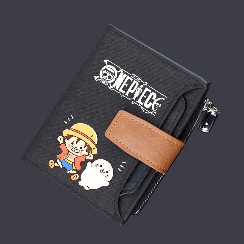 원피스 동전 지갑, 루피 조로 나미 Usopp 다지기 로빈 애니메이션 학생 짧은 프린트 멋진 캔버스 레트로 패션 한국 지갑
