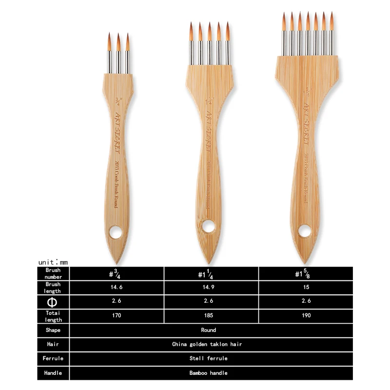 ArtSecret 멀티 투스 빗 수채화 아크릴 페인트 브러시, #2033 한국 수입, 나일론 울 나무 손잡이 아트 문구, 신제품