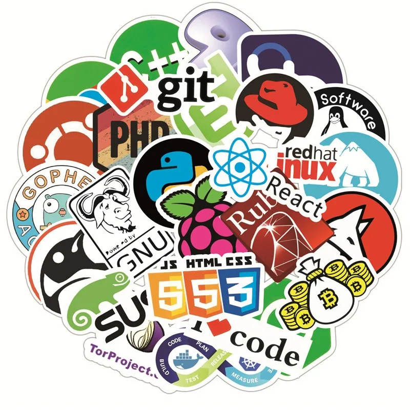 프로그래머 개발 프로그래밍 그래피티 스티커, 노트북 가방, 휴대폰 물컵 장식 스티커, 50 개