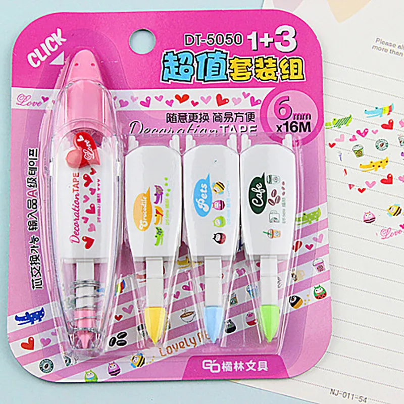 수정 테이프 리필 세트 귀여운 동물 만화 장식 프레스 타입, 귀여운 일기 문구 장식, 학교 용품, 4 개 title=수정 테이프 리필 세트 귀여운 동물 만화 장식 프레스 타입, 귀여운 일기 문구 장식, 학교 용품, 4 개 