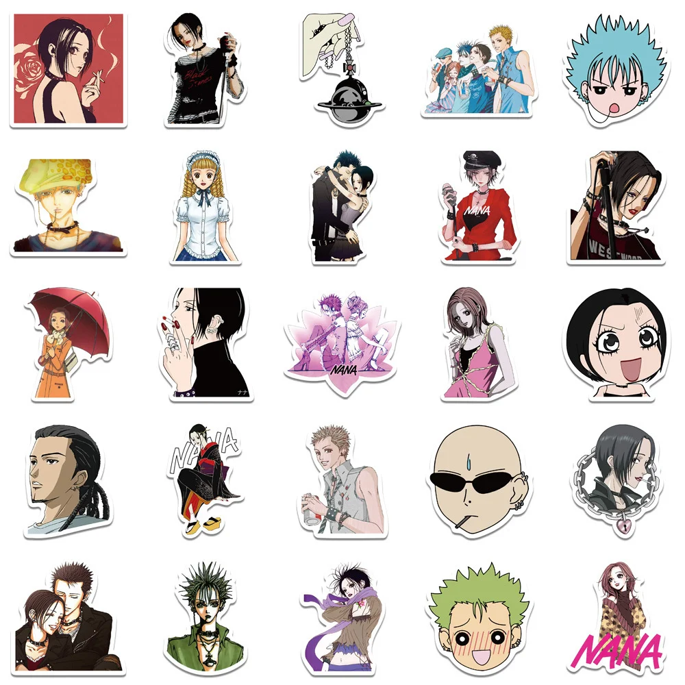 클래식 일본 소녀 애니메이션 NANA 스티커, 개성 그래피티 DIY 노트북 가방, 물컵 도매, 10 개, 30 개, 50 개