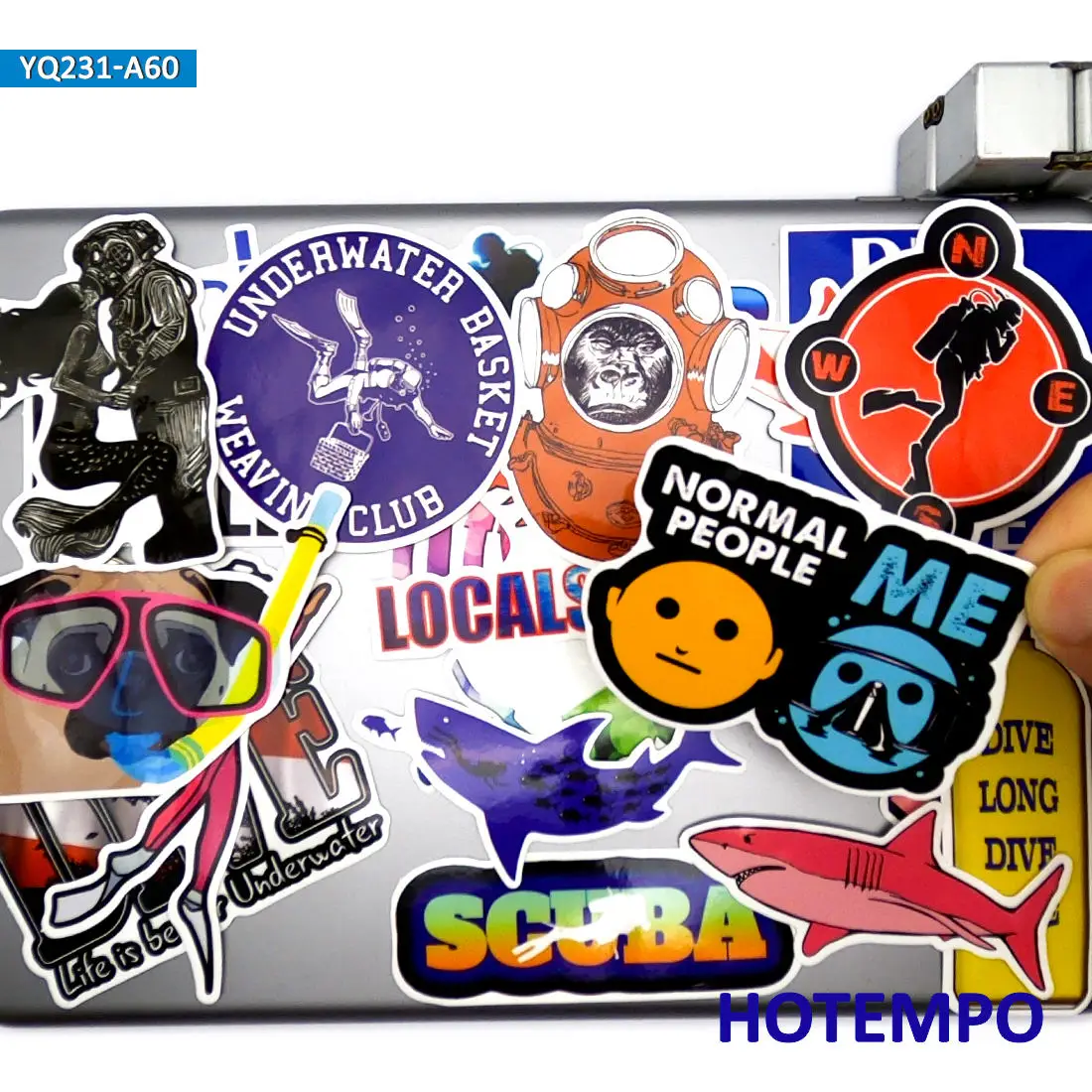 60 개, 다이빙, 수중 모험, 스쿠버, 야외 스포츠, 방수 스티커, DIY, 노트북, 전화, 수하물, 기타, 헬멧, 자전거, 오토바이, 스케이트 보드, 자동차 스티커