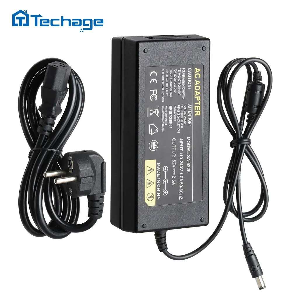 Techage-PoE DVR NVR 전원 어댑터, 52V 2.5A 전원 공급 장치 AC 100-240V 벽 충전기, 감시 레코더용 DC 5.41mm EU 플러그 title=Techage-PoE DVR NVR 전원 어댑터, 52V 2.5A 전원 공급 장치 AC 100-240V 벽 충전기, 감시 레코더용 DC 5.41mm EU 플러그