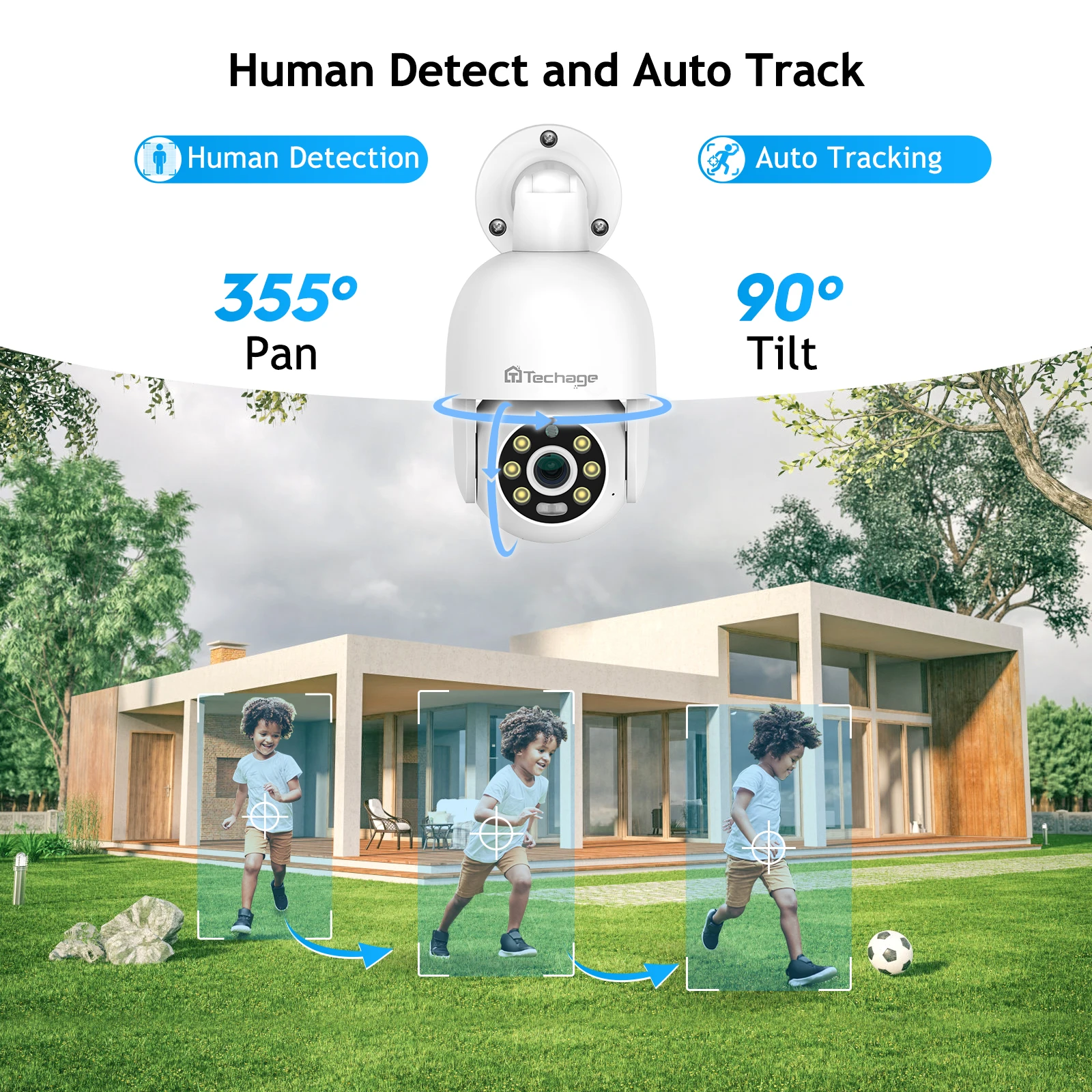 Techage 스마트 AI 보안 카메라, 야외 방수 양방향 오디오, CCTV 비디오 감시 NVR 키트, HD 5MP POE IP 카메라