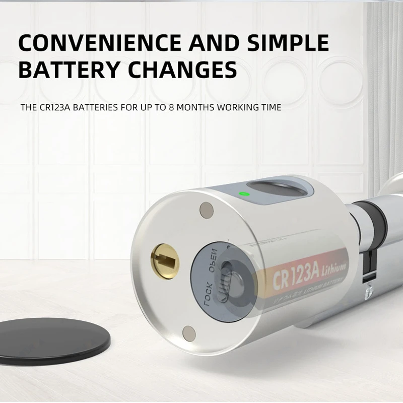 조절식 유로 실린더 스마트 잠금 장치, Tuya BLE 지문 IC 카드 키, 전화 앱, 가정용 전자 도어락 코어, 디지털 키리스