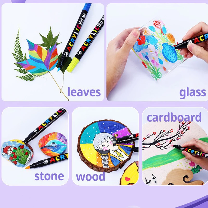 84/36 색 스케치 마커 세트, 듀얼 브러시 아크릴 페인트 펜, 캘리그라피 레터링, 바위 유리 캔버스, 금속 세라믹 목재