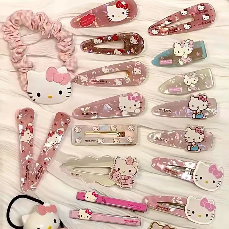 귀여운 산리오 머리핀 헬로 키티 애니메이션, 귀여운 만화, 학생 헤어 클립, 헤어 액세서리 장식 장난감, 소녀 선물, 19 개