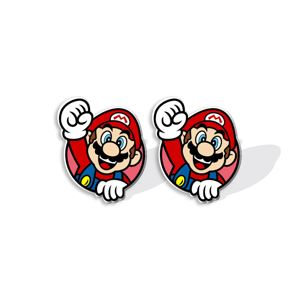 슈퍼 마리오 브라더스 만화 귀걸이 게임 루이기 요시 두꺼비 복숭아 액세서리, 애니메이션 피규어 아크릴 패션 귀걸이 생일 선물