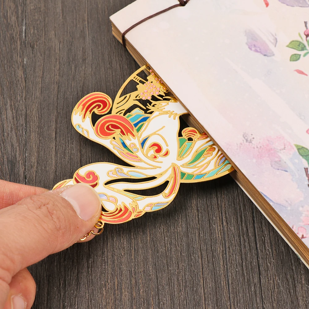 중국 스타일 황동 책갈피 태슬 펜던트, 레트로 북 클립, 금속 페이지 매김 마크, 학생 문구 선물, 학교 사무용품