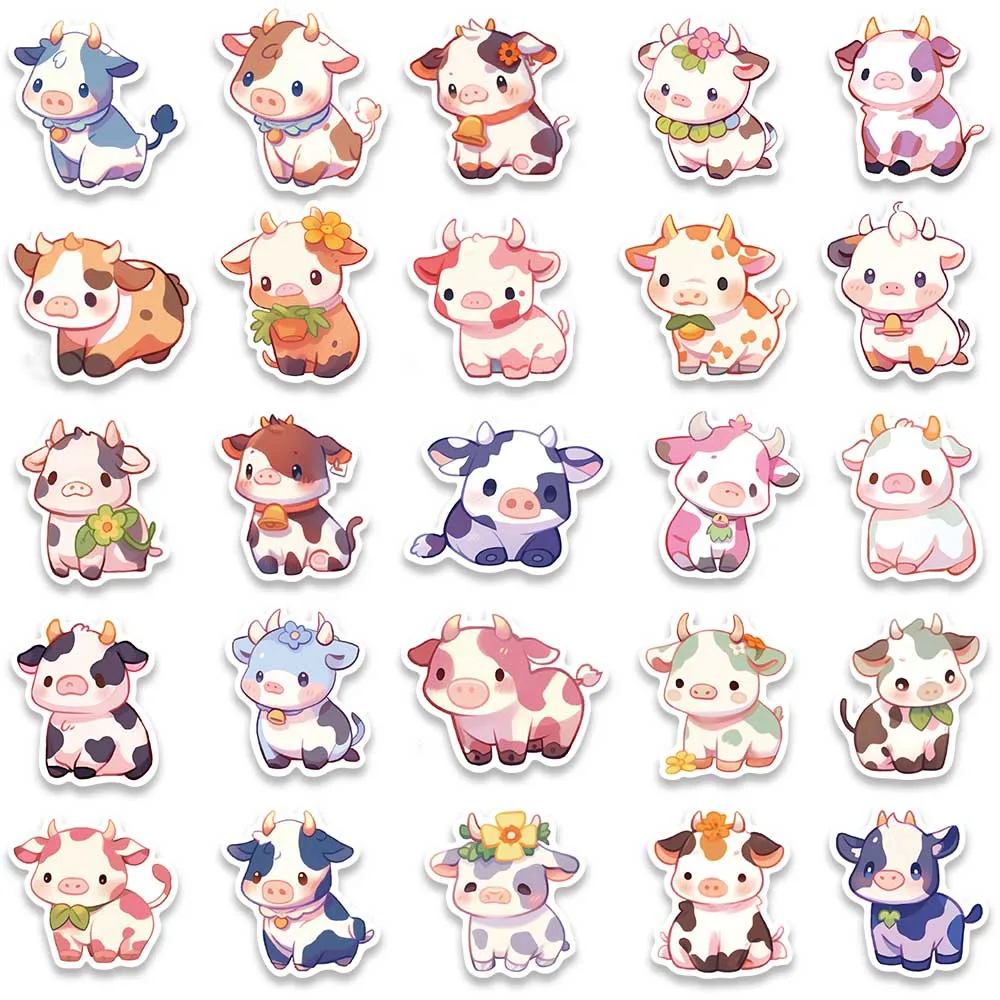 방수 그래피티 귀여운 만화 소 동물 스티커, 수하물 노트북 기타 휴대폰 스케이트보드 비닐 데칼, 50 개