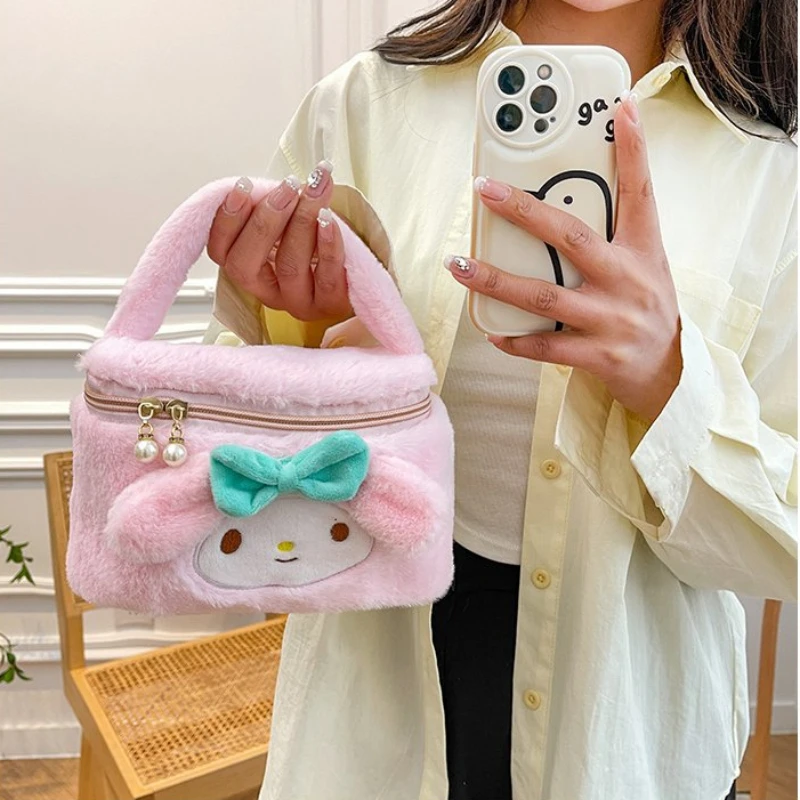 산리오 봉제 화장품 가방, 쿠로미 시나모롤, 마이 멜로디 커비 걸스 메이크업, 여행 보관 가방, 봉제 장난감, 크리스마스 선물