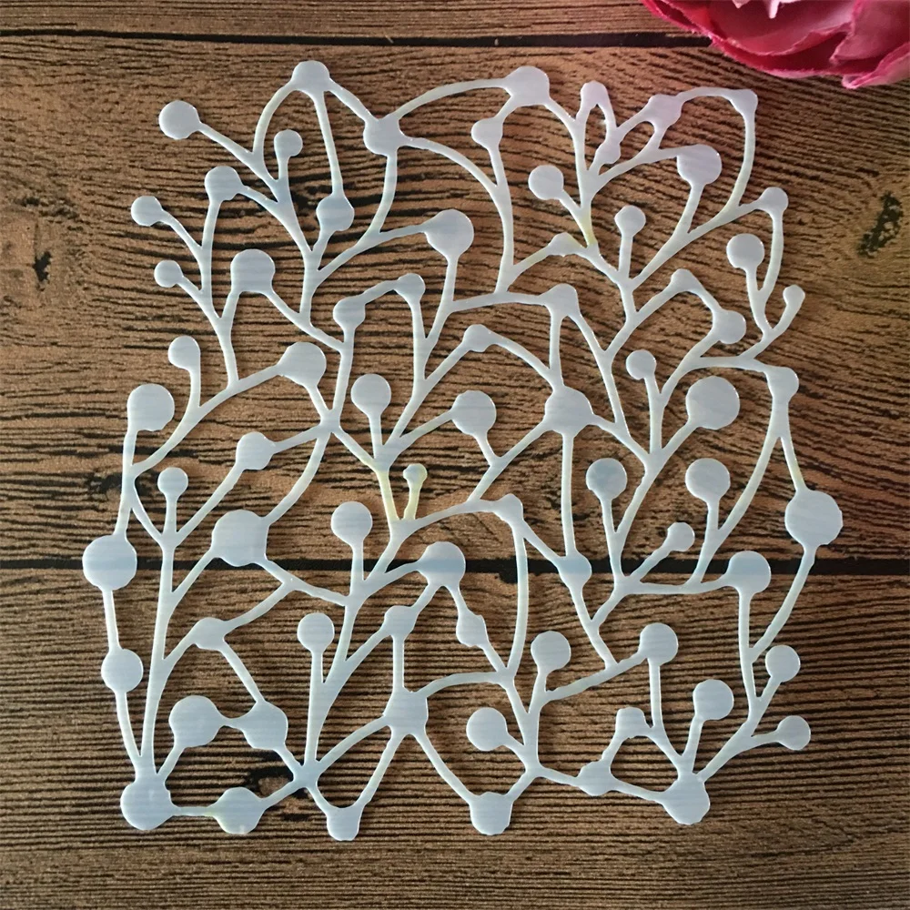 8 개/대 13x13cm 꽃 잎 장미 매화 DIY 레이어링 스텐실 페인팅 스크랩북 색칠 엠보싱 앨범 장식 템플릿