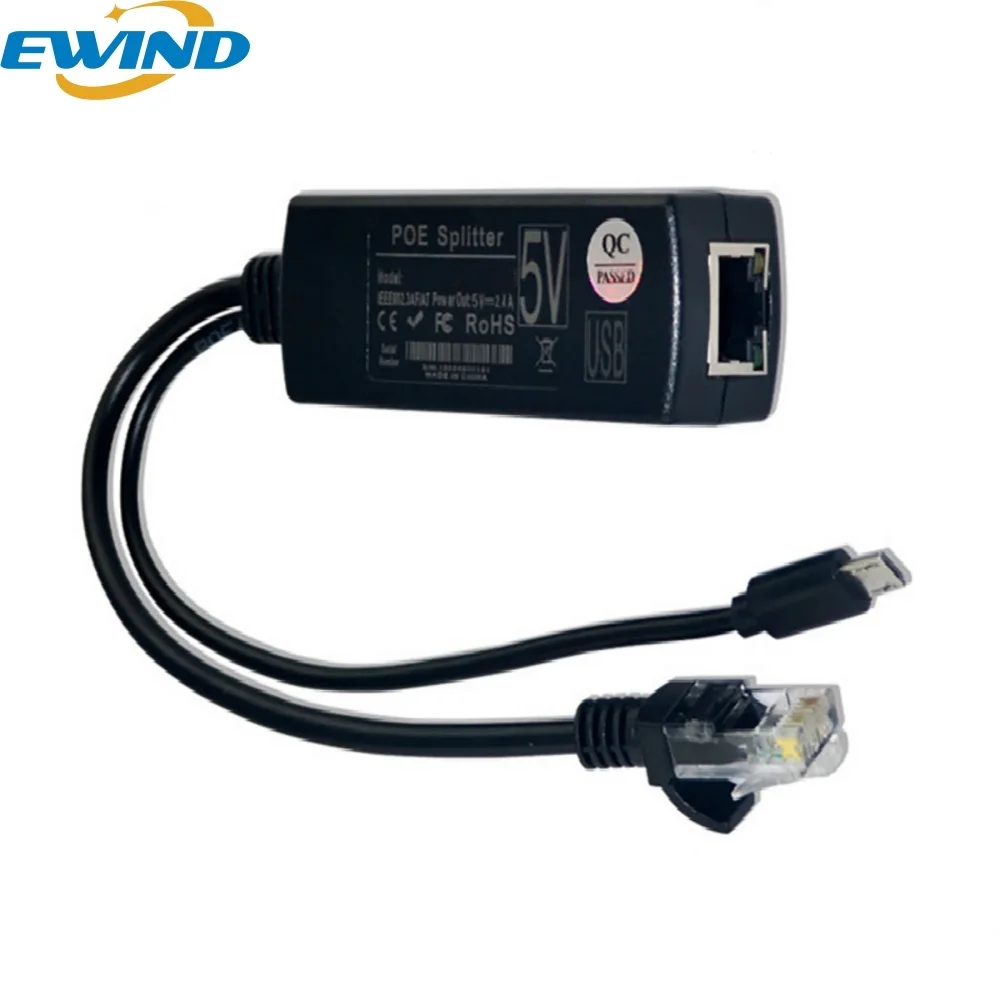 EWIND 기가비트 POE 분배기 48V ~ 5V 12V 마이크로 USB/타입-C/DC 10/100/1000Mbps 화웨이 및 카메라 용 CISCO 용 이더넷을 통한 전원 공급 장치