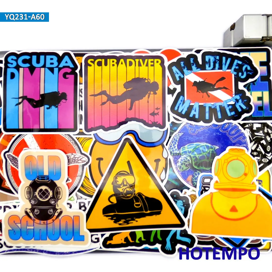 60 개, 다이빙, 수중 모험, 스쿠버, 야외 스포츠, 방수 스티커, DIY, 노트북, 전화, 수하물, 기타, 헬멧, 자전거, 오토바이, 스케이트 보드, 자동차 스티커