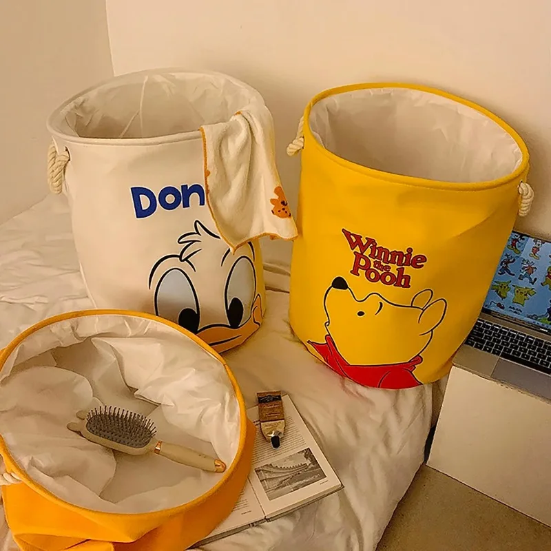 디즈니 도널드 덕 위니 더러운 빨래 바구니, 귀여운 만화 접이식 빨래 옷 망치, 가정용 수납 가방 정리 바구니