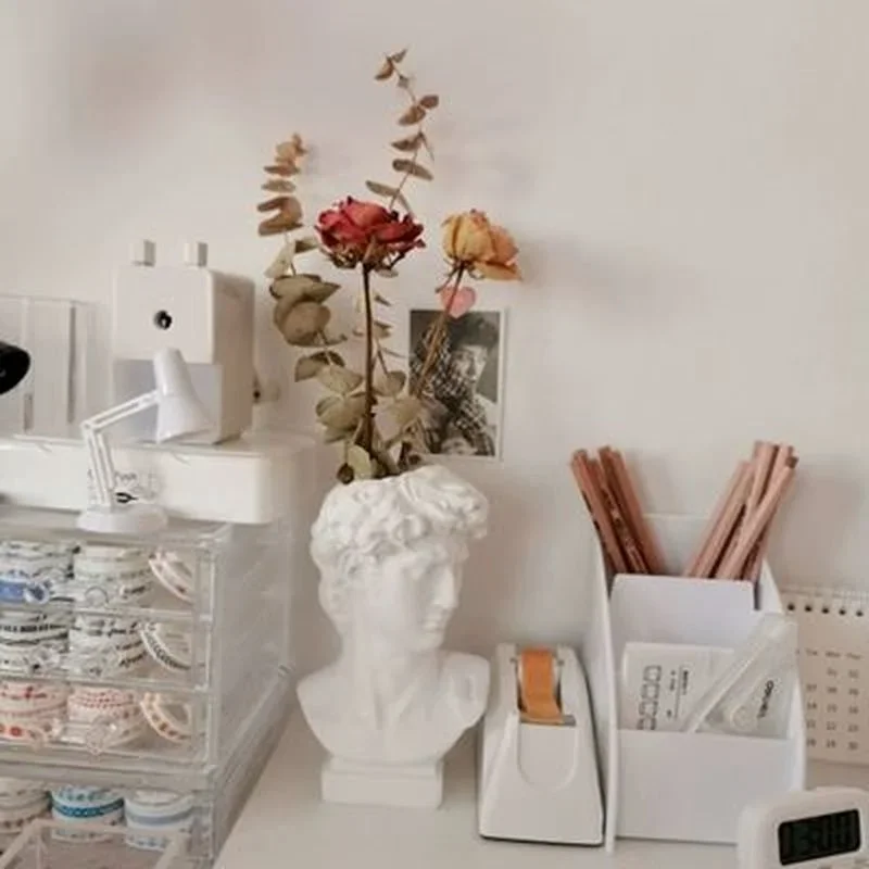 크리에이티브 아트 화분 메이크업 브러쉬 보관 펜 홀더, 데이비드 동상, 레진 메디치 꽃병, 데스크탑 오거나이저, 홈 장식 장식품
