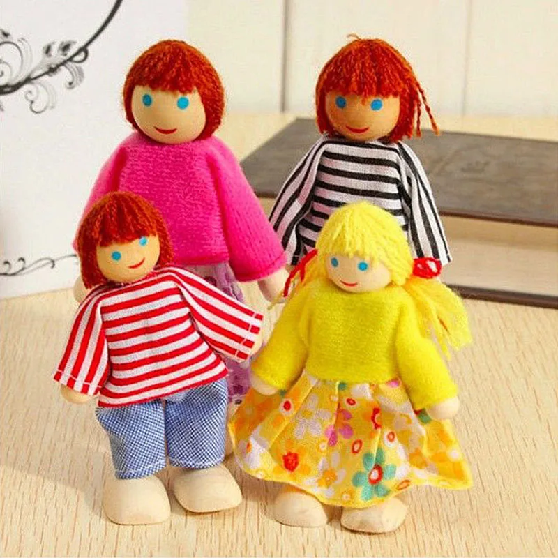 새로운 나무 가구 미니어처 장난감 미니 나무 인형 가족 인형 어린이 집 놀이 장난감, 소년 소녀 선물