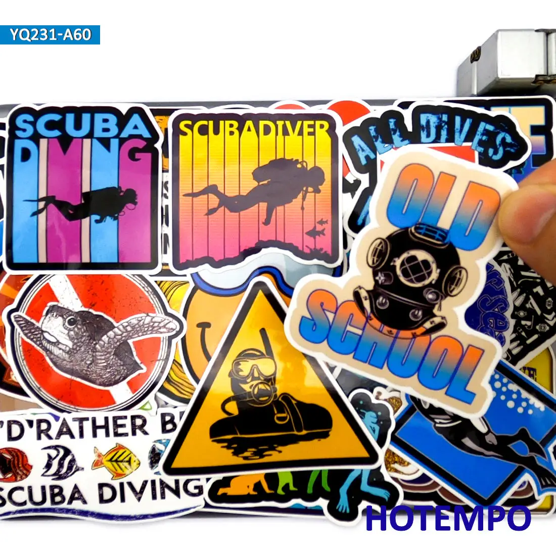 60 개, 다이빙, 수중 모험, 스쿠버, 야외 스포츠, 방수 스티커, DIY, 노트북, 전화, 수하물, 기타, 헬멧, 자전거, 오토바이, 스케이트 보드, 자동차 스티커