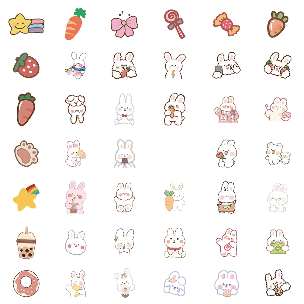 귀여운 만화 토끼 곰 스티커 팩, 어린이 DIY 스케이트보드 오토바이 여행 가방, 문구 데칼 장식, 휴대폰 노트북 장난감, 90 개