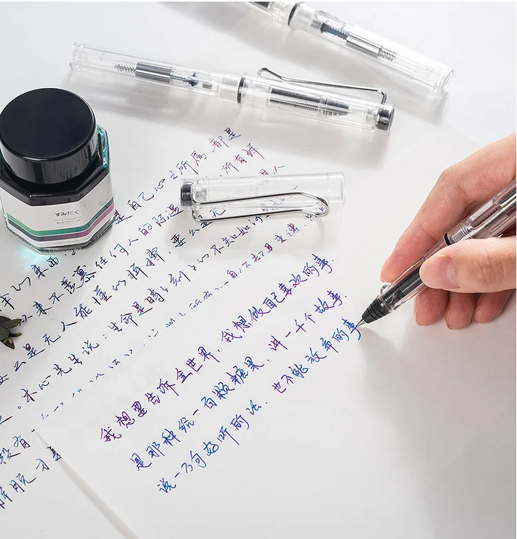 1 개/몫 5 색 투명 젤 펜 다기능 만년필-유형 흡수 잉크 잉크 주머니 펜 사무실 학교 쓰기