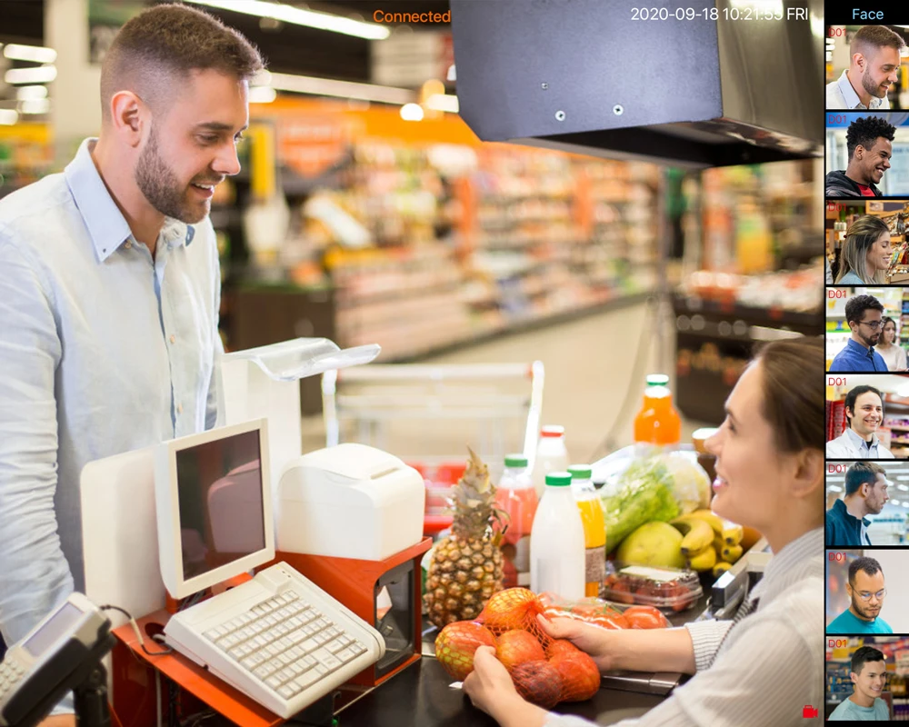 얼굴 감지 야외 감시 카메라, AI H.265 Onvif RTSP POE, 사람 감지, 오디오 CCTV 보안 카메라, 8MP 4K IP