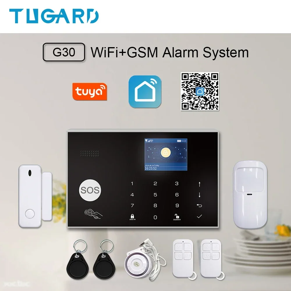 TUGARD G30 Tuya WiFi GSM 가정 안전 경보망 433MHz 무선 도난 경보기 장비는 Alexa Google APP 원격 제어로 작동합니다 title=TUGARD G30 Tuya WiFi GSM 가정 안전 경보망 433MHz 무선 도난 경보기 장비는 Alexa Google APP 원격 제어로 작동합니다 