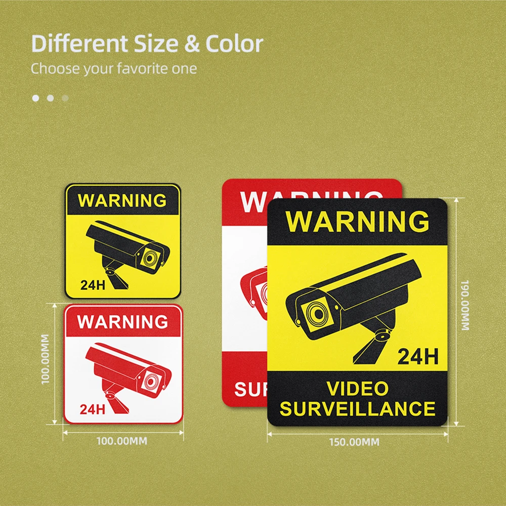 Jeatone 방수 CCTV 알람 포스터 스티커 벽지, 집 비디오 감시 사인 보안 카메라용, 최고 품질, 6 개