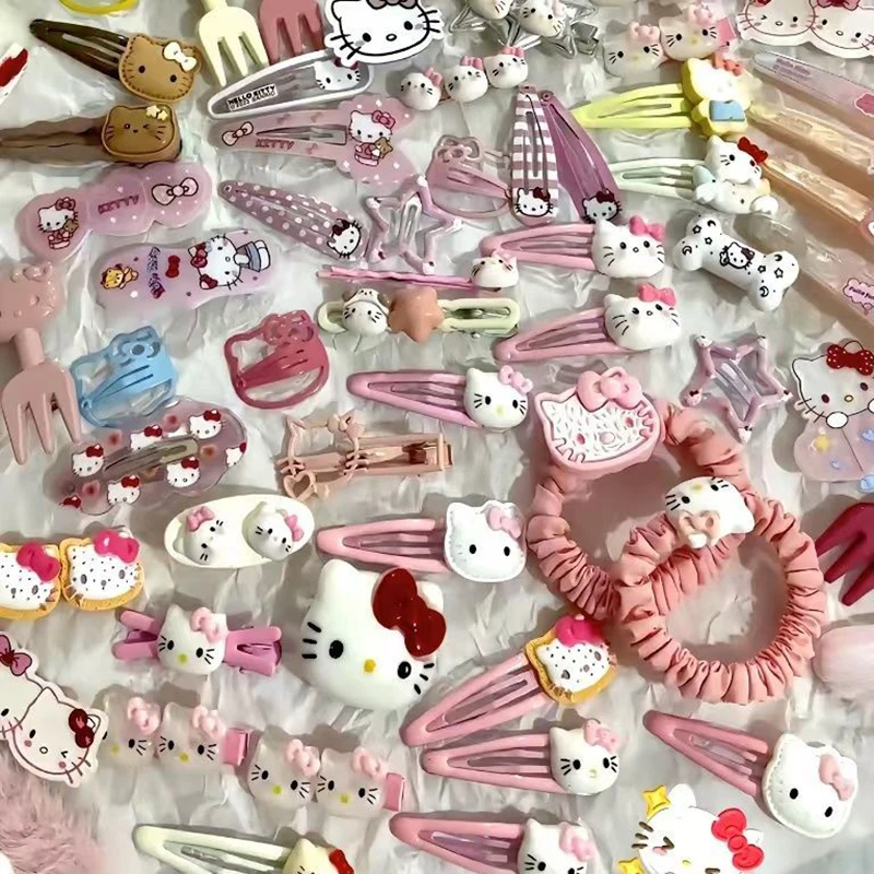 귀여운 산리오 머리핀 헬로 키티 애니메이션, 귀여운 만화, 학생 헤어 클립, 헤어 액세서리 장식 장난감, 소녀 선물, 19 개