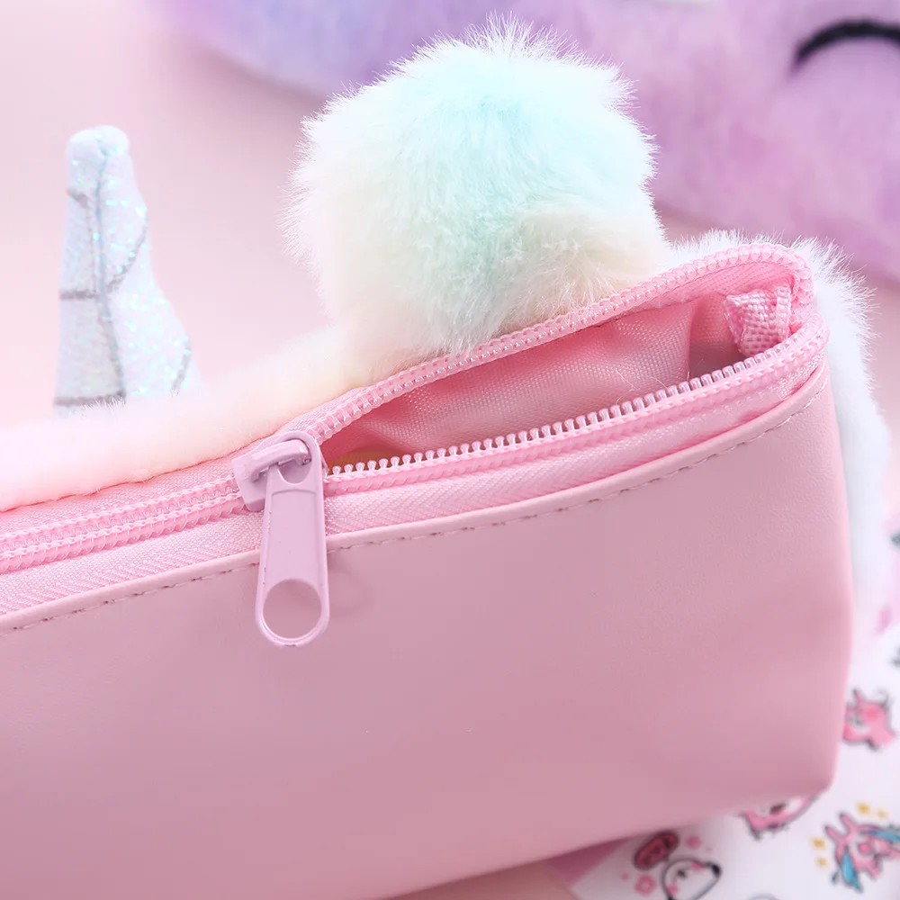 봉제 유니콘 귀여운 연필 케이스 Licorne Kawaii Girls Estuche Para Lpices for Trousse Astuccio 캔버스 Scolaire School Cartuchera