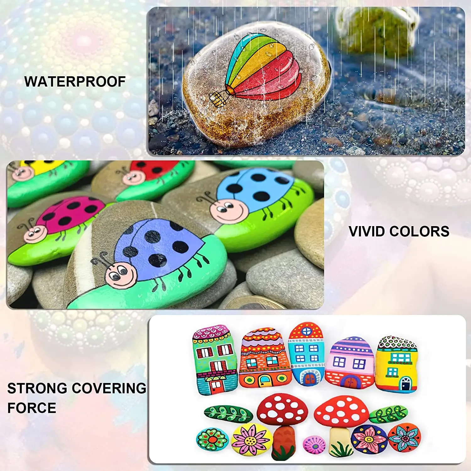 프리미엄 페인트 펜 아크릴 페인트 마커, 0.7mm 미세 점 및 2.0mm 미들 팁, 모든 표면 미술 용품