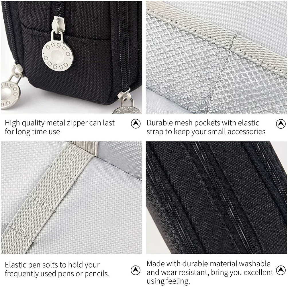 카와이 연필 케이스 대용량 캔버스 펜 가방 소녀 멀티 레이어 상자 단색 귀여운 학교 용품 한국어 문구