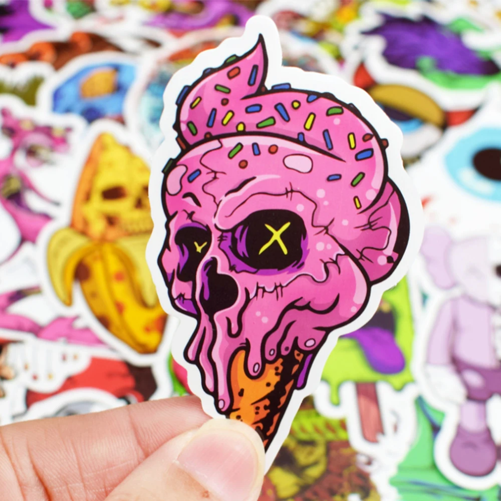 재미 있는 공포 해골 낙서 스티커 10/30/50 개, DIY 방수 전화 노트북 스케이트 보드 수하물 기타 만화 장난감