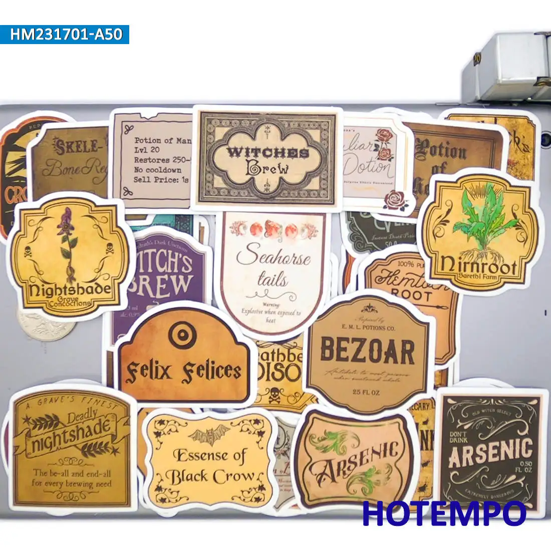 20/30/50 개, 마법의 물약 라벨 스티커, 레트로 마법사 연금술, 재밌는 데칼, 병, 수하물, 자전거, 자동차, 노트북, 전화, 유리, 컵, 스케이트 보드, 오토바이, 스티커 장난감