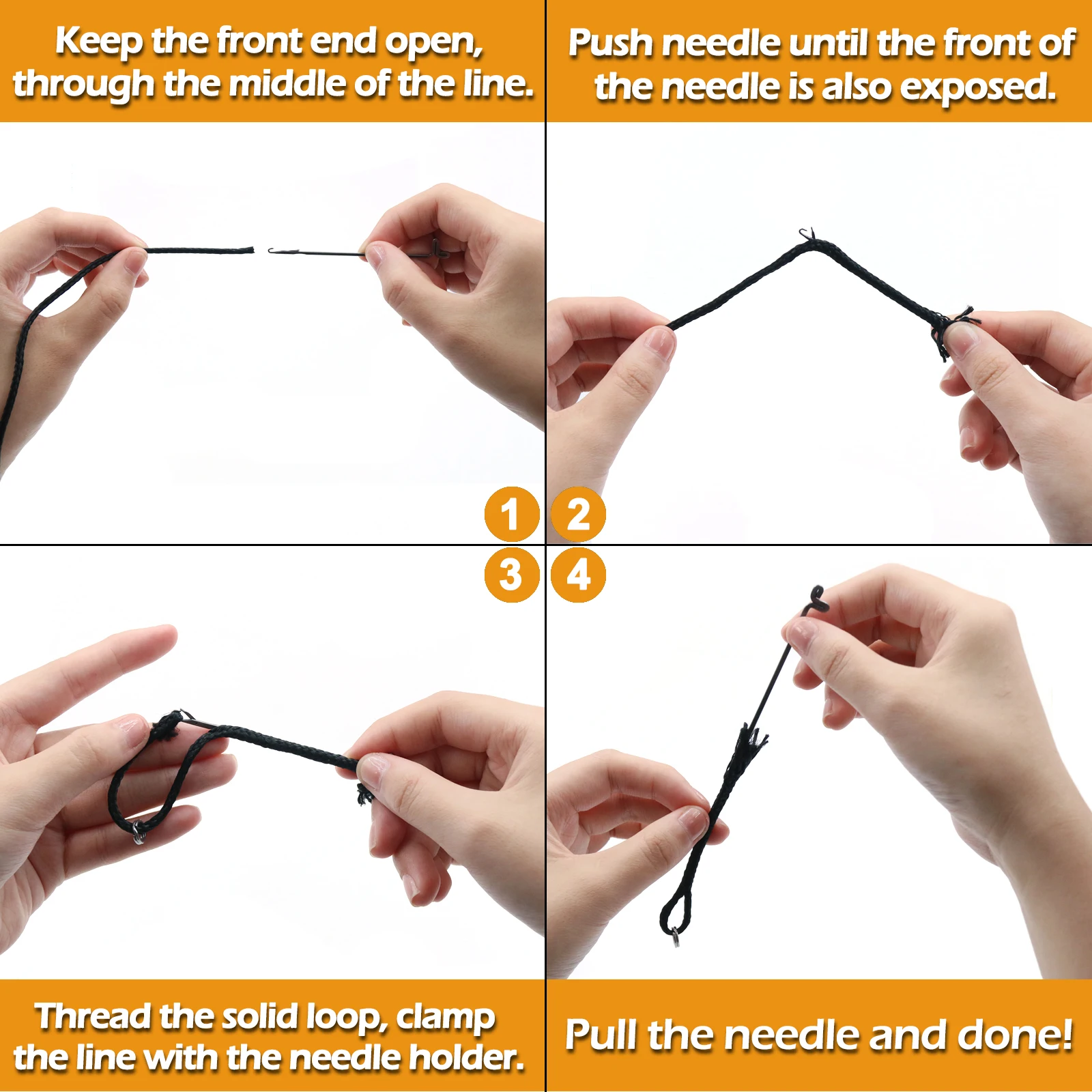 리버스 래치 바늘 장비 바늘 낚시 보조 코드 링 스플라이싱 트리트먼트 로프 모직 UHMWPE 케블라 라인 액세서리, 7 개