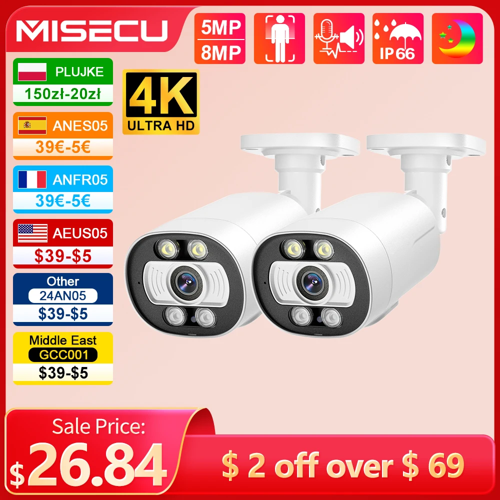 MISECU 야외 POE IP 카메라, UHD 8MP, 4K, AI 스마트 H.265, 양방향 통신, 컬러 야간 투시경, 홈 레코드 감시 카메라 title=MISECU 야외 POE IP 카메라, UHD 8MP, 4K, AI 스마트 H.265, 양방향 통신, 컬러 야간 투시경, 홈 레코드 감시 카메라