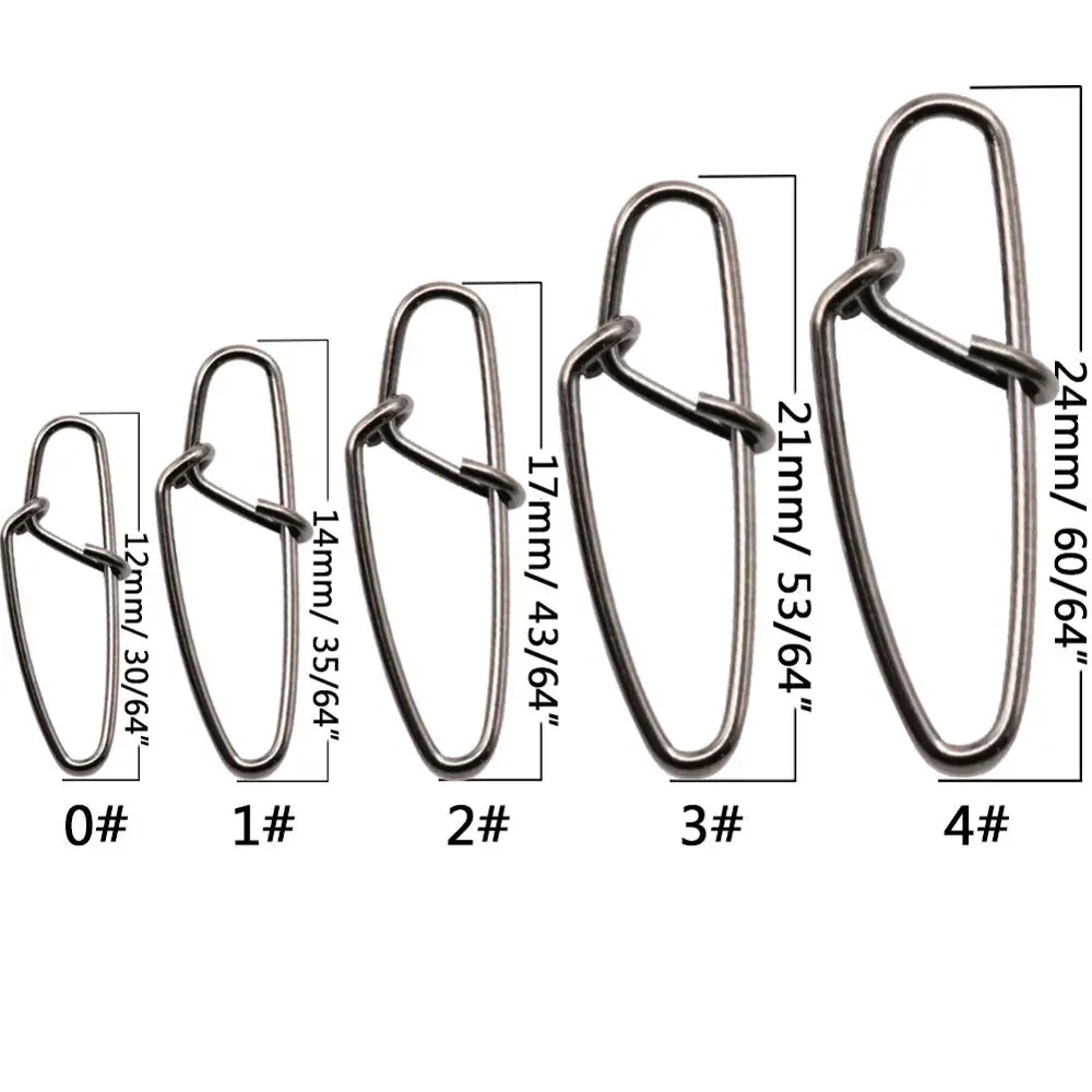 50-100 개/상자 스테인리스 후크 잠금 스냅 회전 솔리드 링 안전 스냅 0 #-4 # 낚시 후크 커넥터 물고기 상자 태클 도구