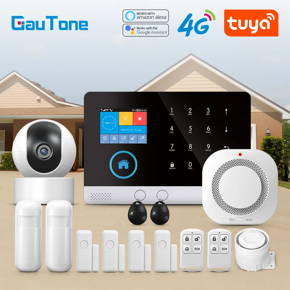 Gautone 4G 와이파이 알람 시스템, 투야 스마트 433MHz 무선 보안 홈 알람, 스마트 라이프 앱 제어 PG103 title=Gautone 4G 와이파이 알람 시스템, 투야 스마트 433MHz 무선 보안 홈 알람, 스마트 라이프 앱 제어 PG103 