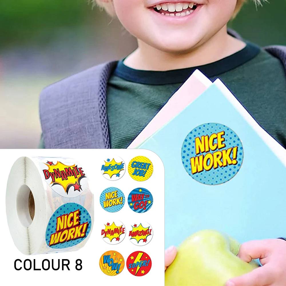 귀여운 보상 스티커 롤 단어 동기 부여 스티커, 학교 교사 어린이 학생 문구 스티커, 100-500 개