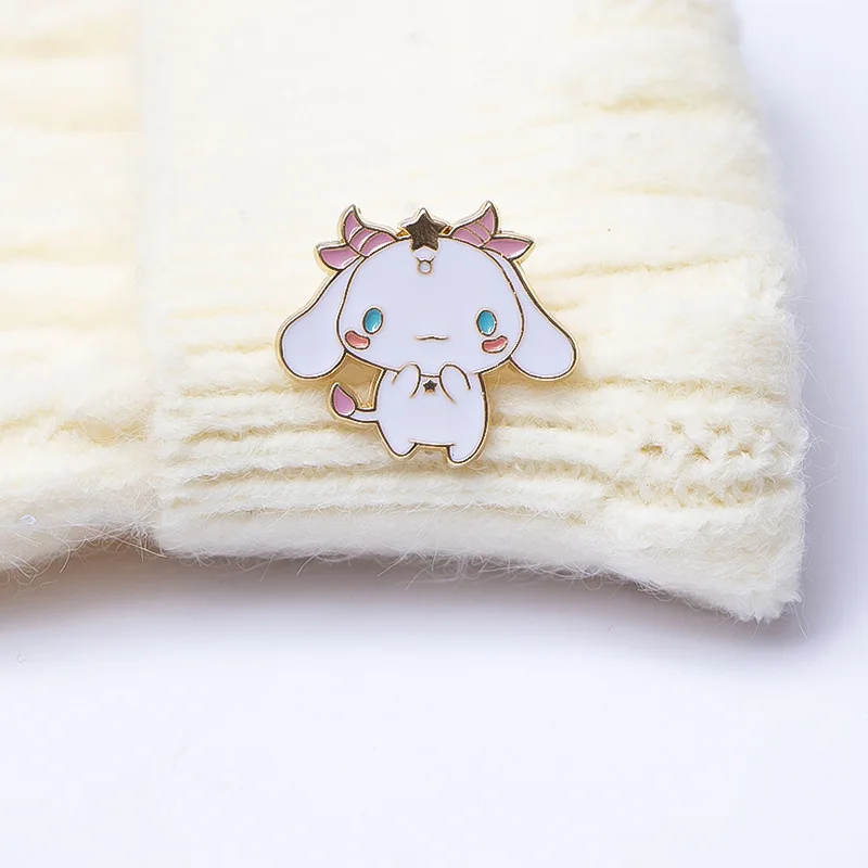 산리오 시나모롤 12 별자리 합금 브로치, 애니메이션 헬로 키티 배낭 자켓 쥬얼리 가방 액세서리 배지 패션