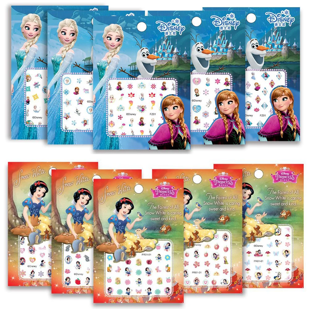 5 개 디즈니 만화 네일 스티커 공주 미키 냉동 스티치 애니메이션 DIY 네일 아트 장식 데칼 Kawaii Girls Kids Party Gift