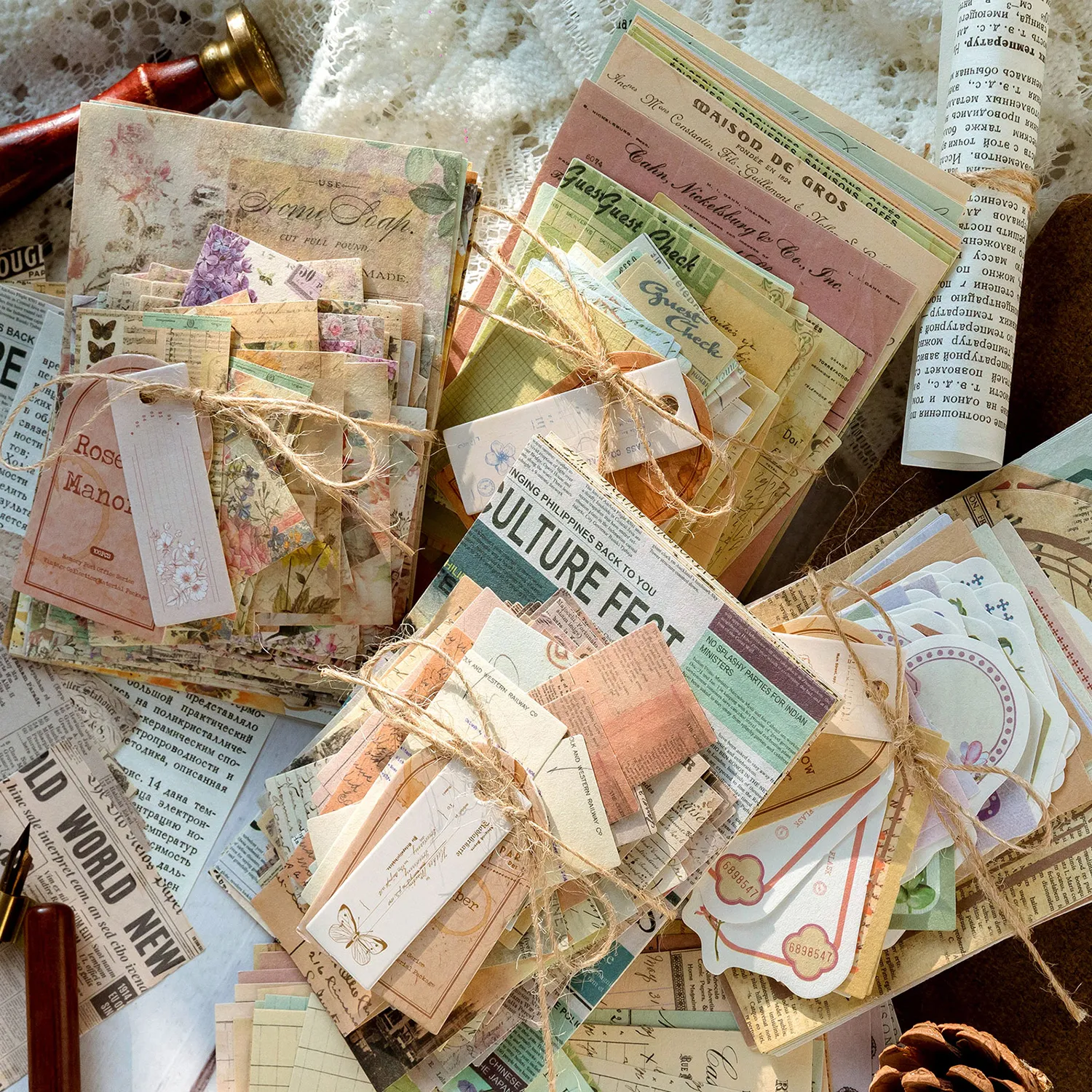 Journamm 빈티지 스크랩북 라이트 페이퍼 키트, DIY 정크 저널 콜라주 문구 배경 장식 재료 용지, 팩당 100 개 title=Journamm 빈티지 스크랩북 라이트 페이퍼 키트, DIY 정크 저널 콜라주 문구 배경 장식 재료 용지, 팩당 100 개