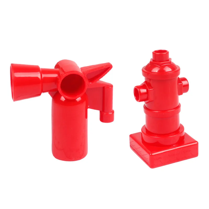 몬테소리 기어 도시 소방 가스 교통 울타리, 큰 빌딩 블록, 듀플로 호환, 어린이 선물 조립 장난감