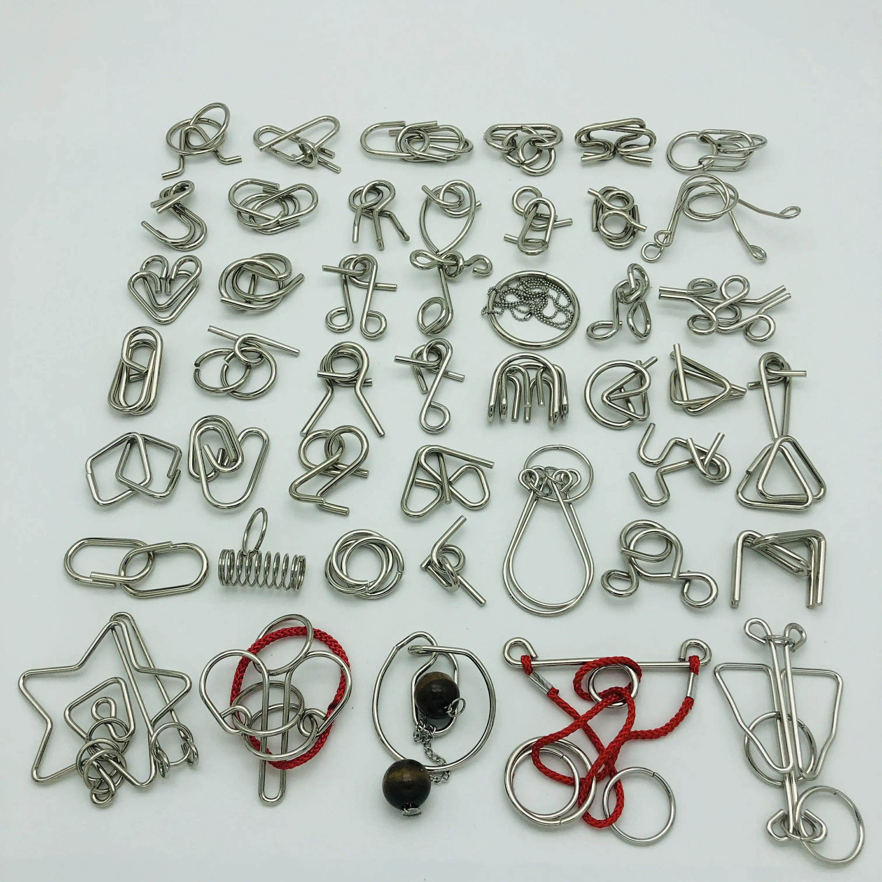 새로운 30/41/46PCS 금속 퍼즐 마인드 브레인 티저 마술 와이어 링 퍼즐 게임 완구