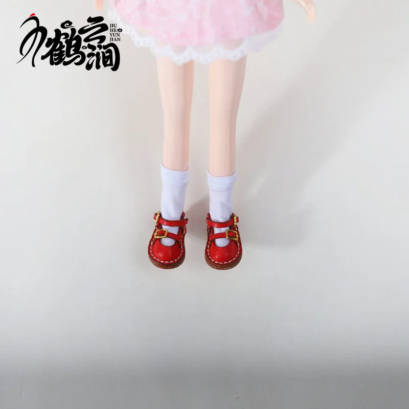 미니 가죽 신발 1/6 1/8 1/12 OB11 Blyths Ob22 Ob24 인형 신발, 더블 슈즈 장난감 액세서리, 3.0x1.8cm