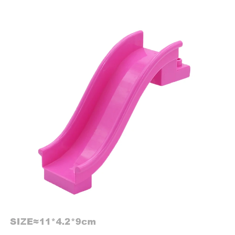 큰 빌딩 블록 부품 파이프라인 놀이터 슬라이드 사다리 스윙 스핀 기어 호환 듀플로, 어린이 벽돌 조립 장난감